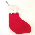 クリスマス322　靴下　ニット赤ラージポンポン付き　￥3,000