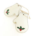 クリスマス184　手袋　ウッド白ヒイラギ　110×140H　￥1,200