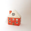 キャンドルホルダー163　 ハウス陶器オレンジ&白屋根　130×85×155H  