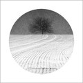 Title: "trees and landscape 02, circle", january 2019, minimalist, monochrome art photography (printed on "bamboo")