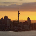 Skyline von Auckland bei Sonnenuntergang...