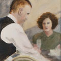 Im Cafe, 2025, Acryl auf Leinwand, 60x50cm