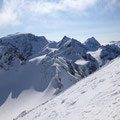 Das Wetter nun vom feinsten...ganz rechts Cevedale, dann Zufallspitze, die Königsspitze mal von dieser Seite, bis hin zum Ortler