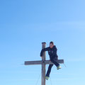 Tubl am Gipfelkreuz des Chavalatsch