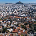 Blick von der Akropolis auf das Plaka Viertel.