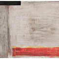 Malerei auf Holzrahmen, monochrom mit schwarzer und roter Fläche, 100 cm x 40 cm, Künstler Stephan Wolter