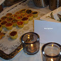 Mini-Quiches mit Basilikum-Pesto, Wintergemüse, Käse... (Hochzeit Sina/Philipp)