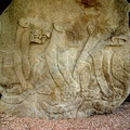 Chalcatzingo: the bas-relief of the trias of felines were cut finely out of the stone
