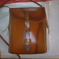 Medium Deep Rectangular Shoulder Bag, Slide Fastener, Leather, Handmade