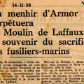 Coupure de presse de 1938 -L'inauguration de la stèle (doc ASPHPE)