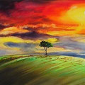 Lonely tree, watercolor 10x15 cm