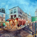 Sunset in Montmartre, watercolor 31x41 cm