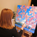 Oil painting japanese cherry tree