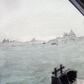 Venice view from Murano on a rainy day, watercolor postcard size 10x15cm