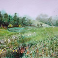 Fog at dawn, watercolor