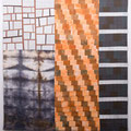 Rheinufer (2025) 120cm x 114cm - maschinengenäht und - gequiltet - handgefärbte Stoffe