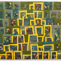 Mona Lisa - deconstructed (2023) - 90cm x 104cm - maschinengenäht und -gequiltet, handgefärbte Stoffe