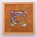 Spielerei mit meiner Bernina 4 (1998) - 25cm x 25cm - maschinengenäht und -gequiltet - gerahmt