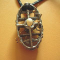 concentration of mind,pendant,gold- auric,wood,pearls