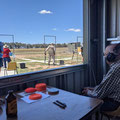 2022 02 13 Sporting Clays competition. Ernie Williams casting an experienced eye on proceedings. He's sitting in what Phil Smith has dubbed 'The Members Stand.'