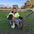 2022 05 18 Terry Pigram brought Scout, his 6 month old Wirehaired Pointer, out to the club to hear some gunfire. What a cutie.... the dog, I mean.