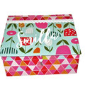 Kinder-Schmuckkiste M mint bunt Blumen und bunte Ecken, mit Band, personalisierbar