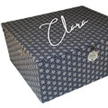 Konfirmationsbox, Schmuckschatulle M Japanstoff Asanoha blau mit Namenszug personalisierbar, hochwertig handgemacht