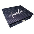 Konfirmationsbox, Schmuckschatulle M Japanstoff Asanoha blau mit Namenszug, personalisiert, hochwertig handgemacht