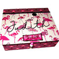 Kinder-Schmuckbox M Flamingos auf Grau und Ornamente, OHNE Lederband, personalisierbar