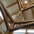 White oak timber, steam bent, galvanized steel straps