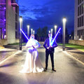 Brautpaar mit Starwars Schwertern im Lenkwerk Bielefeld