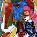 Женщины (правая часть часть диптиха "Мужчина и женщины")/ "Womens" (the right-hand side of the diptych, "A man and a womans": картон, акрил, 30 х 40 см./ cardboard, acrylic, 30 x 40 cm