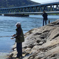 Essai de pêche sous le pont -