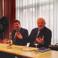 Egon Jüttner zusammen mit Stefan Busch bei seiner Veranstaltung "Bericht aus Berlin" im Steubenhof Hotel in Neckarau