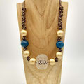 Collana Intrecciata a mano con perle in legno, Collana Etnica Colorata Portafortuna