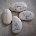 Stones for directions : Sword, fire, cup, dolmen