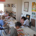 atelier de Villeneuve sur lot (47) chez Jeanne White, cours de mosaïque