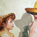 L und M mit Hut, 2006, Acryl auf Leinwand, 55 x 90 cm