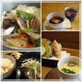 宝塚南口「ささ田」さんの釜めし。鯛の釜めし・沢煮椀・茶わん蒸し・香の物・てんぷら・デザートのセットです。