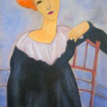 FEMME ASSISE MODIGLIANI - Acrylique sur canevas - 34x50 - 