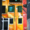 LA MAISON JAUNE VENISE - Acrylique sur canevas - 17x26 - VENDU