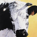 Lumière - Acrylique sur toile - 50 x 50 cm - 2005<br><br>Peinture vache . dessin vache . vache vosgienne . toile . peinture animalière . peintre animalier . race vosgienne