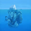 Dérive - Médaille de bronze Salon des Artistes Français Paris 2024 - Acrylique sur toile - 80 x 80 cm - 2015<br><br>Peinture . peintre animalier . artiste peintre . peinture animalière . animal . océan . glacier . animaux pôles