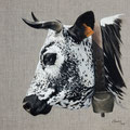 Altesse - Acrylique sur toile de lin écru - 50 x 50 cm - 2016<br><br>Peinture vache . vache vosgienne . toile . peinture animalière . peintre animalier . race vosgienne
