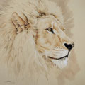 Sa Majesté - Technique mixte sur papier - 60 x 60 cm - 2014<br><br>Peinture . peintre animalier . artiste peintre . peinture animalière . lion