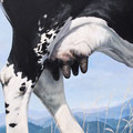 Mamelles - Acrylique sur toile - 66 x 45 cm - 1996<br><br>Peinture vache . dessin vache . vache vosgienne . toile . peinture animalière . peintre animalier . race vosgienne