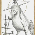 Martyr Raphus Cucullatus (Dodo bird)/ 2022 / Ballpoint pen, Watercolor, Coffee extract, Pigments