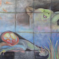 "Zuhause oder zu hause"  (自宅または自宅にて )　112,3 × 145,5 cm, Oil on linen  ( 麻布キャンバスに油絵具 ), 2022 