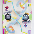 "Kumpel  " (相棒)　39,9 x 31,9 cm,  Watercolor and acrylic on paper ( 紙に水彩絵の具、アクリル絵の具),  2022