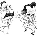Boceto para retratos caricaturas de Raúnl Alfonsín y Carlos Men3n